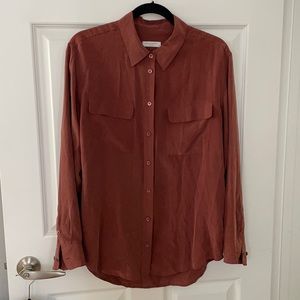Rust color Silk Equipment Blouse